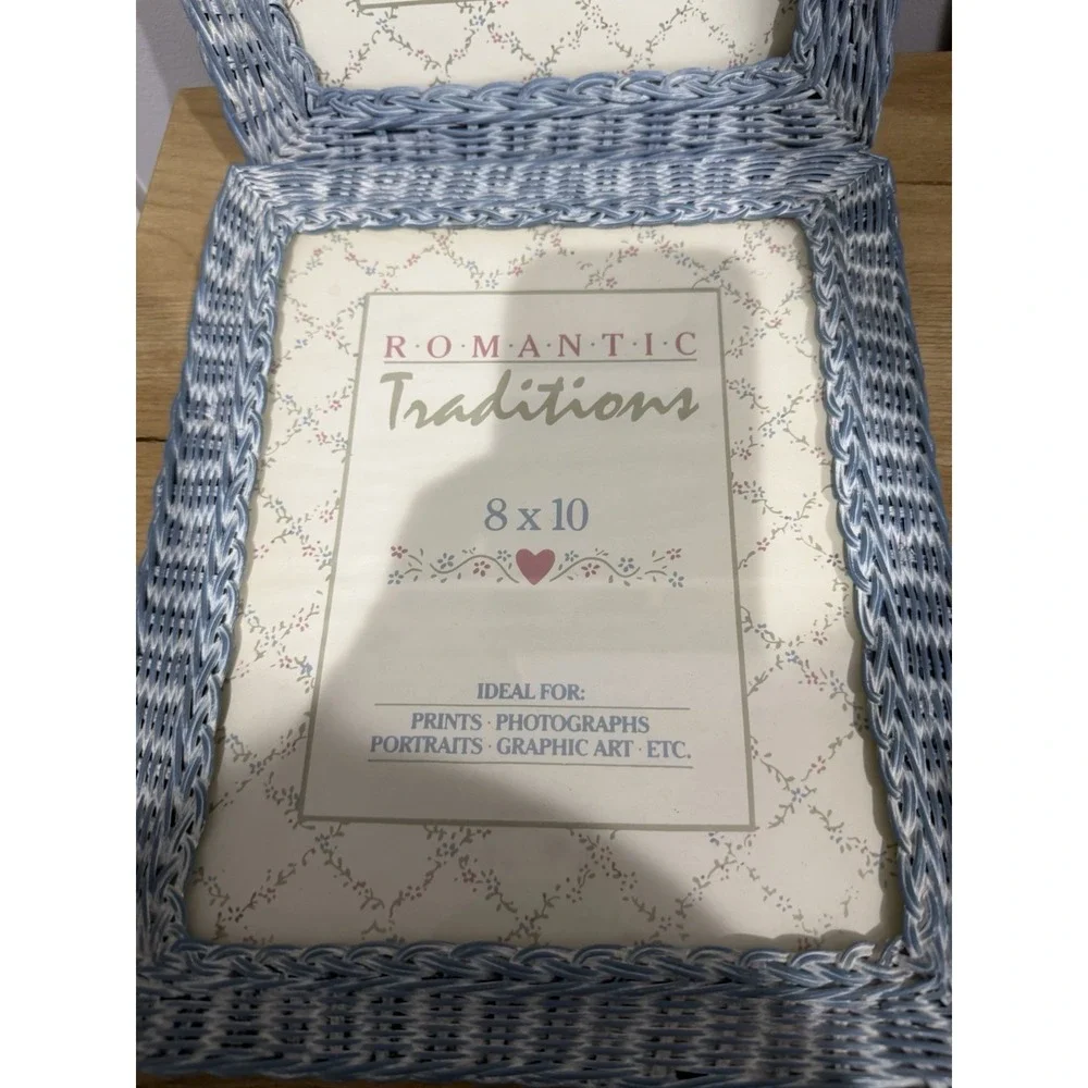 2 Romantic Traditions BLUE Rattan Wicker Picture FRAME 8×10